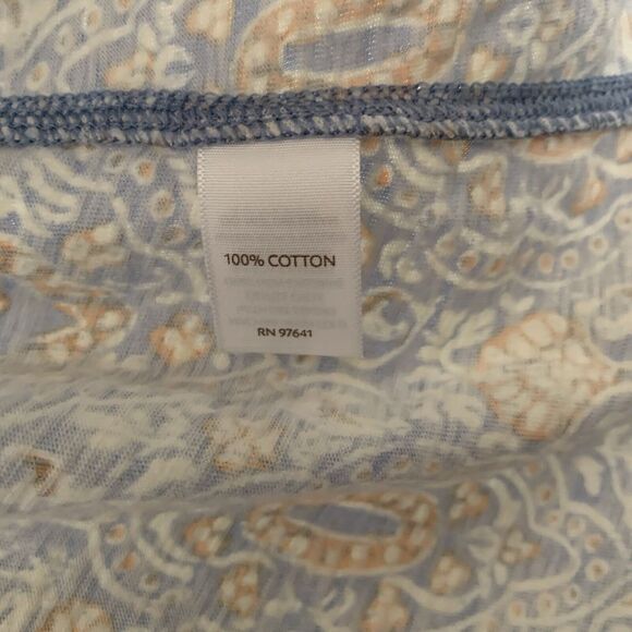 J Jill Large Blue Multicolor Paisley Print Button Up Tunic Top Stretch Blouse - Picture 7 of 8